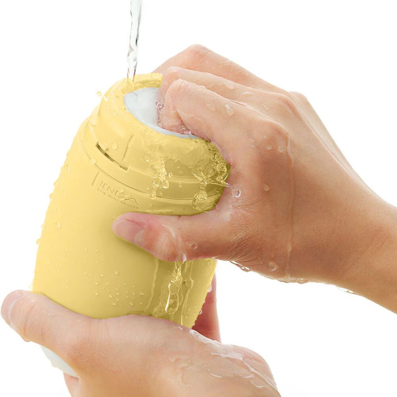Мастурбатор TENGA PUFFY Custard Yellow, ультрам'який матеріал, багаторазовий, наскрізний