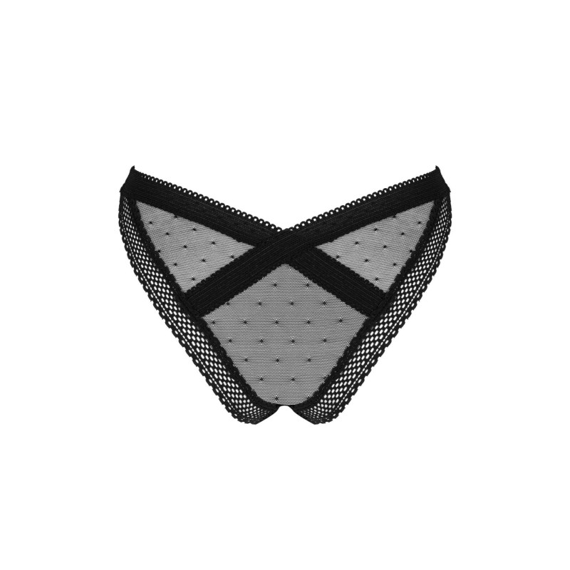 Мереживні трусики із заниженою талією Obsessive Estiqua XS/S, чорні