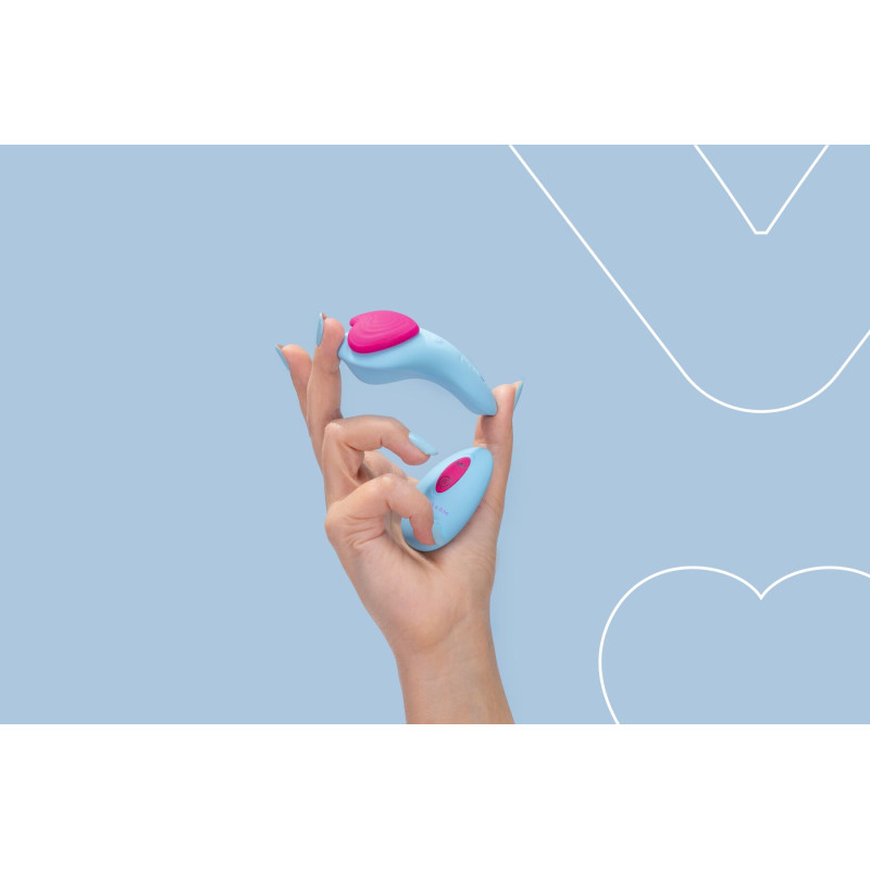 Вібратор у трусики FairyGasm HeartGem blue, на магніті, пульт ДУ