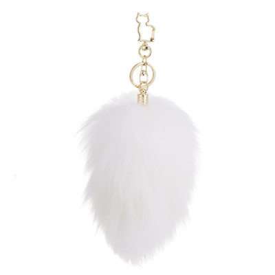 Металева анальна пробка LOCKINK SEVANDA White Bunny-Tail Anal Rose-shape Plug, кролячий хвіст