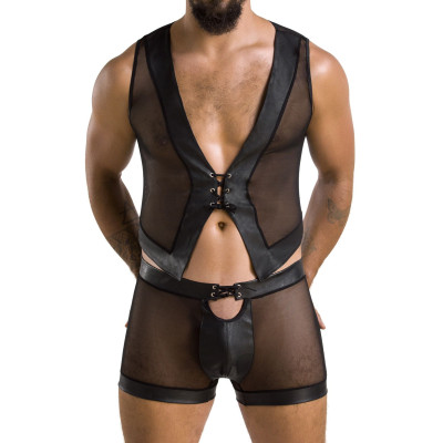 Чоловіче боді + труси 053 SET WILLIAM Black L/XL - Passion