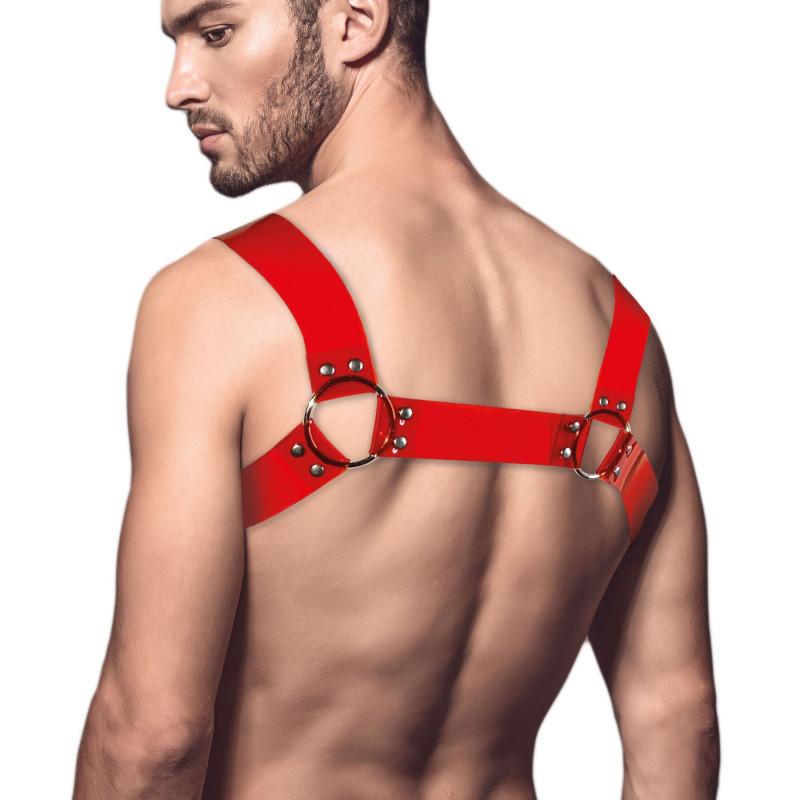 Чоловічі портупеї на грудях Feral Feelings - Bulldog Harness Red Trasparent