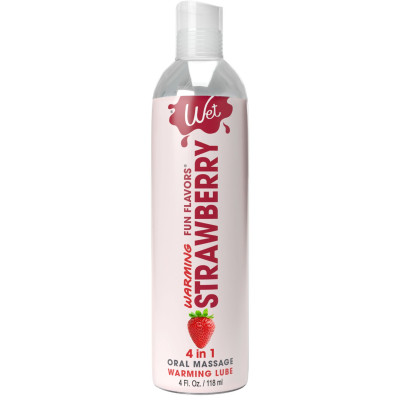 Зігріваючий лубрикант на водній основі Wet Warming Strawberry 4 в 1, без цукру (118 мл)