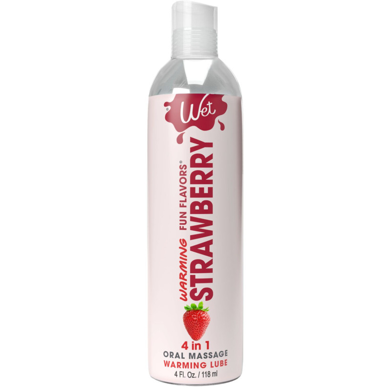 Зігріваючий лубрикант на водній основі Wet Warming Strawberry 4 в 1, без цукру (118 мл)