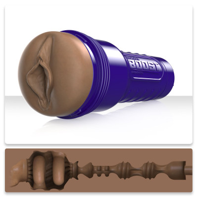 Мастурбатор-вагіна Fleshlight Boost Bang Medium Dark Flesh, що плавають кільця Turbo Tech