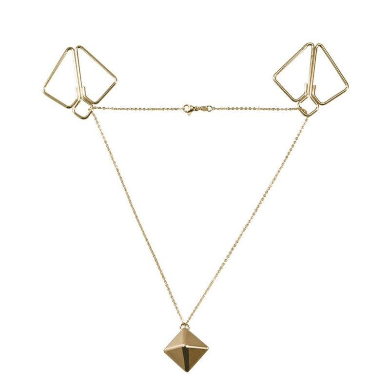 Затискачі для сосків з важкою підвіскою LOCKINK Nipple Clamps with Heavy Pendant - Golden
