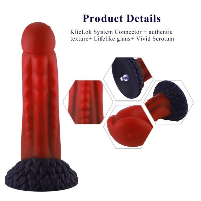 Силіконовий дилдо Hismith 8.35'' Curved Red Monster Series