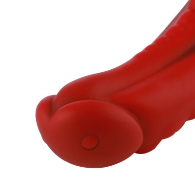 Силіконовий дилдо Hismith 8.35'' Curved Red Monster Series