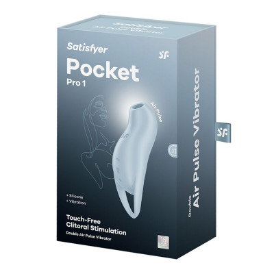Вакуумний стимулятор із вібрацією Satisfyer Pocket Pro 1 Blue