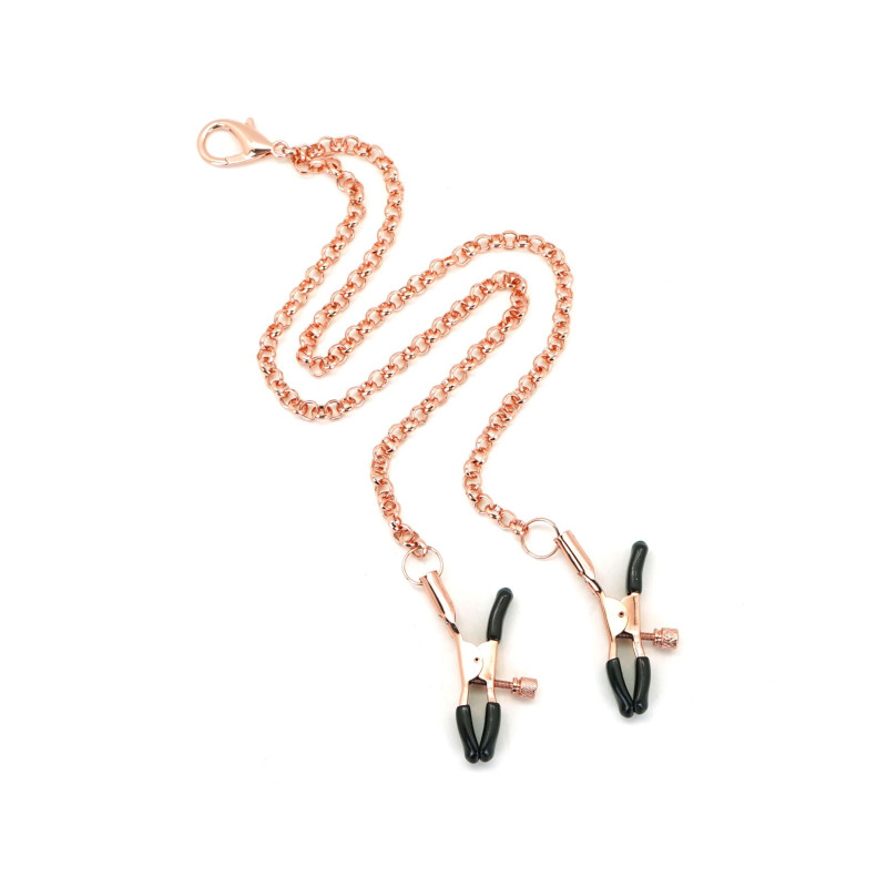 Нашийник із затискачами для сосків Liebe Seele Rose Gold Memory Collar with Nipple Clamps