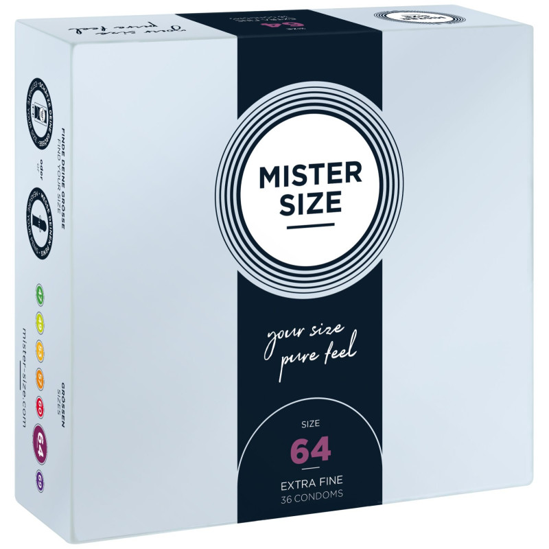 Презервативи Mister Size - Pure Feel - 64 (36 шт), товщина 0.05 мм (м'ята упаковка)