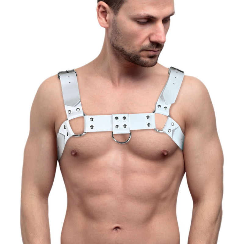 Чоловічі портупеї з натуральної шкіри Feral Feelings - Bulldog Harness White