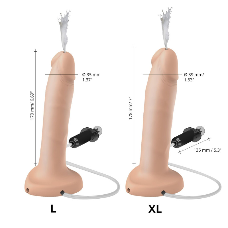 Закінчуючий фалоімітатор Strap-On-Me SQUIRTING CUM DILDO REALISTIC Flesh XL