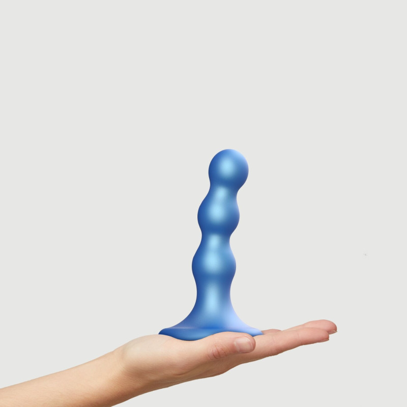 Насадка для страпону Strap-On-Me Dildo Plug Balls Blue Metallic S