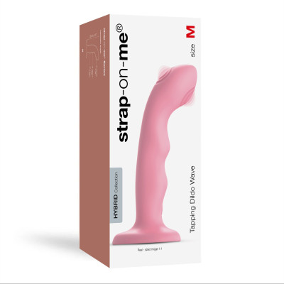 Насадка для страпону Strap-On-Me TAPPING DILDO WAVE - CORAL PINK