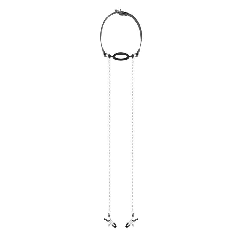 Затискачі для сосків з кляпом Bedroom Fantasies Nipple Clamps & Silicone Gag Ring