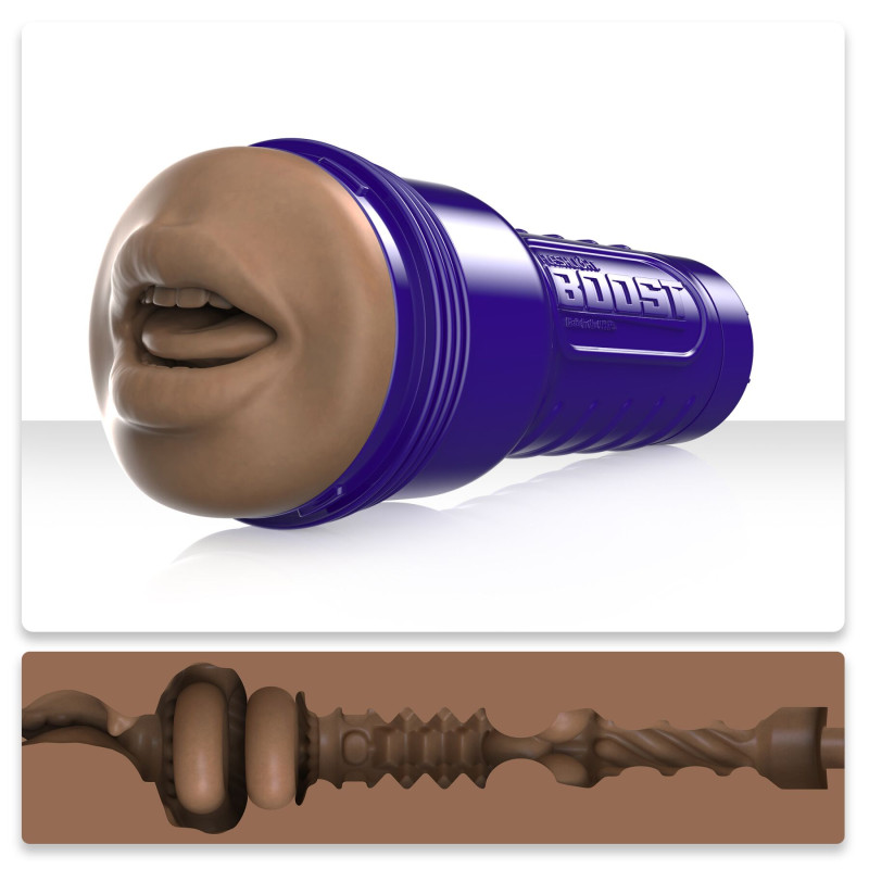 Мастурбатор-ротик Fleshlight Boost Blow Medium Dark Flesh, що плавають кільця Turbo Tech