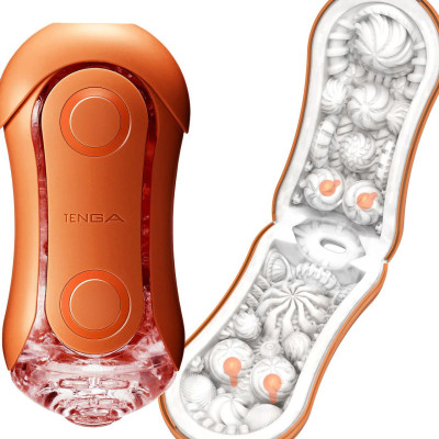 Мастурбатор Tenga Flip Orb - Sunset Orange, зі змінним стиском, зі стимулюючими кульками всередині