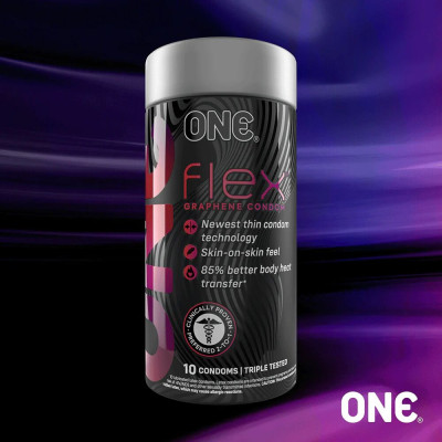 Презервативи ONE Flex Graphene Condom 10 шт, подарункова упаковка