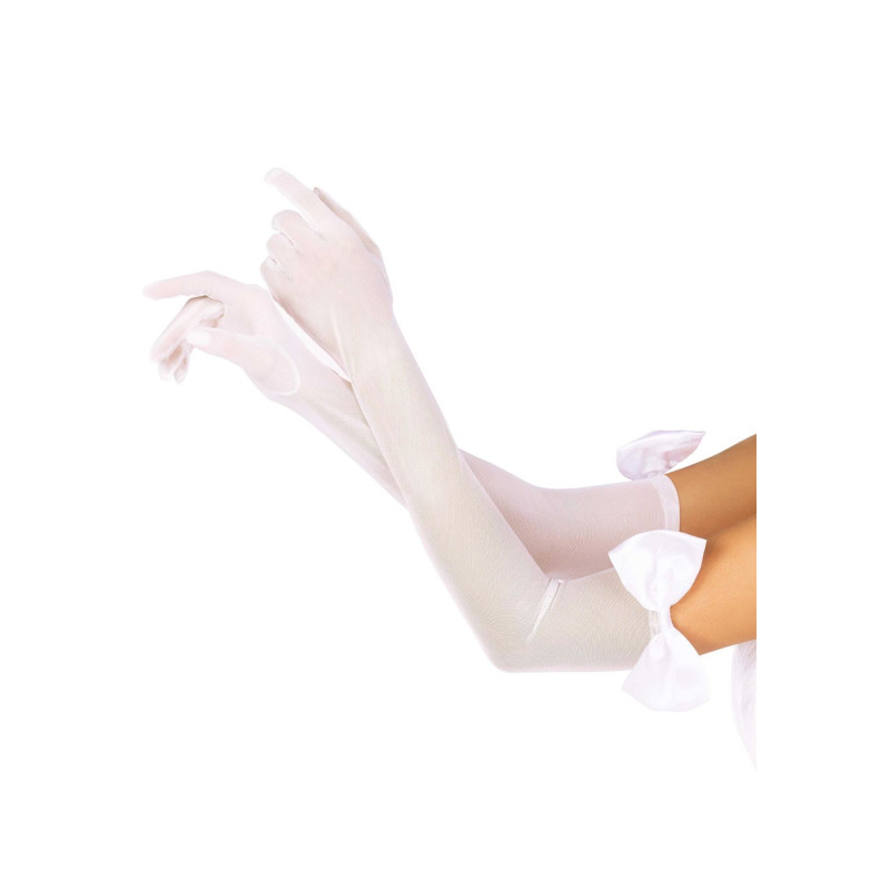 Довгі рукавички Leg Avenue Opera length bow top gloves White