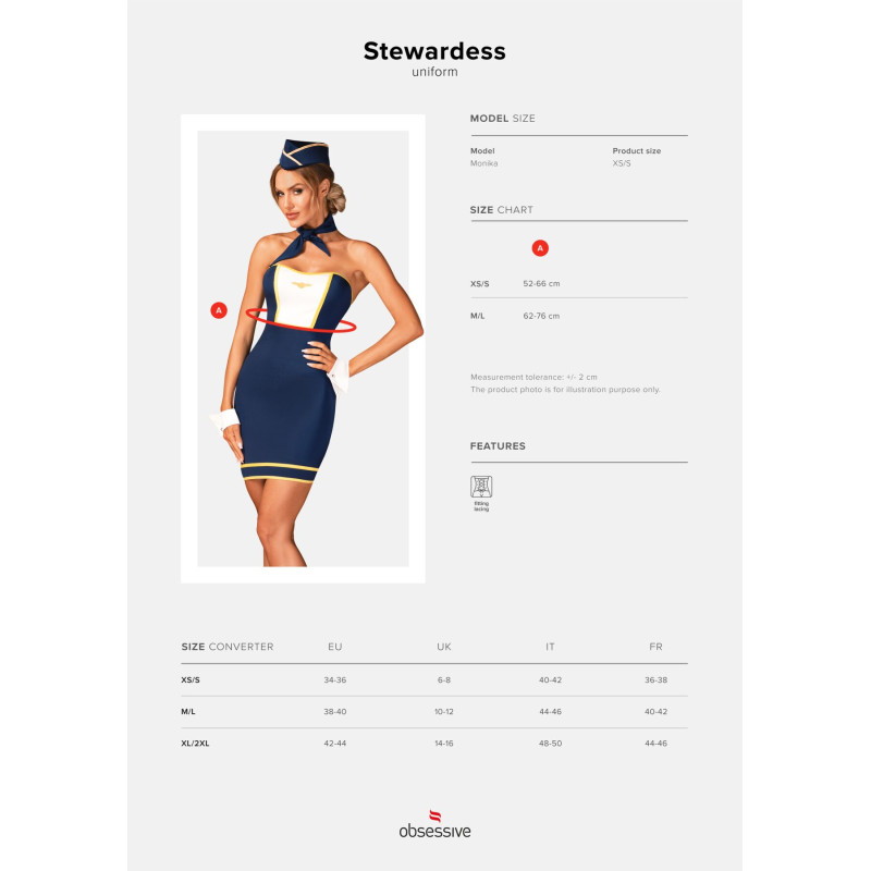 Еротичний костюм Obsessive Stewardess uniform M/L