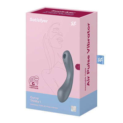 Вакуумний стимулятор із вібрацією Satisfyer Curvy Trinity 1 Bluegrey