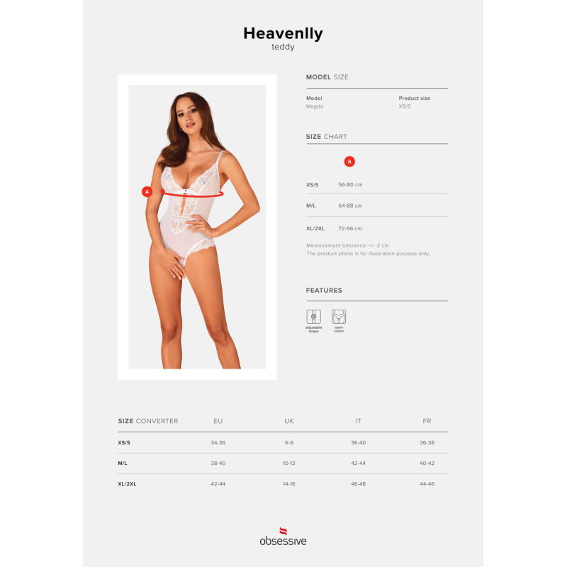 Еротичний боді Obsessive Heavenlly crotchless teddy XS/S