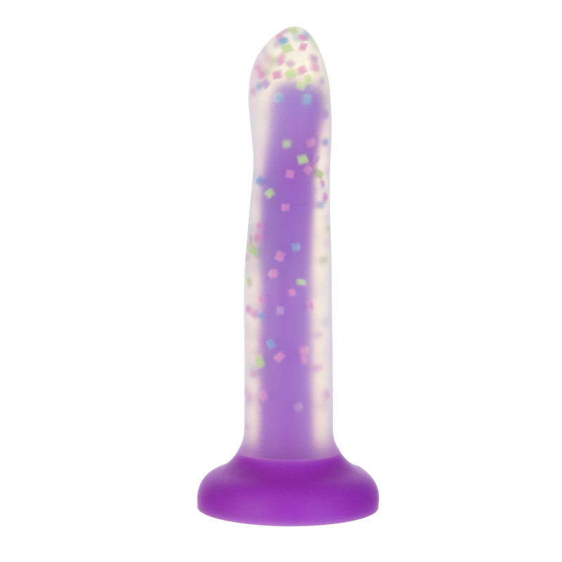 Фалоімітатор ADDICTION Rave 8″, що світиться в темряві, Glow in the Dark Dildo Purple Confetti , 20,3 см