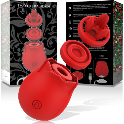 Вакуумний стимулятор клітора Mia Rose Luxury Edition 3 в 1 з додатковими насадками, червоний