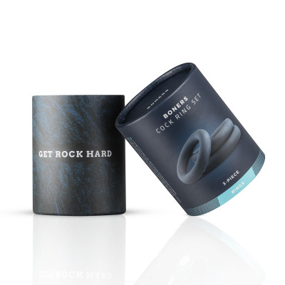 Набір ерекційних кілець Boners 3-Piece Cock Ring Set, сірий