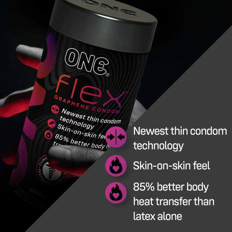 Презервативи ONE Flex Graphene Condom 10 шт, подарункова упаковка