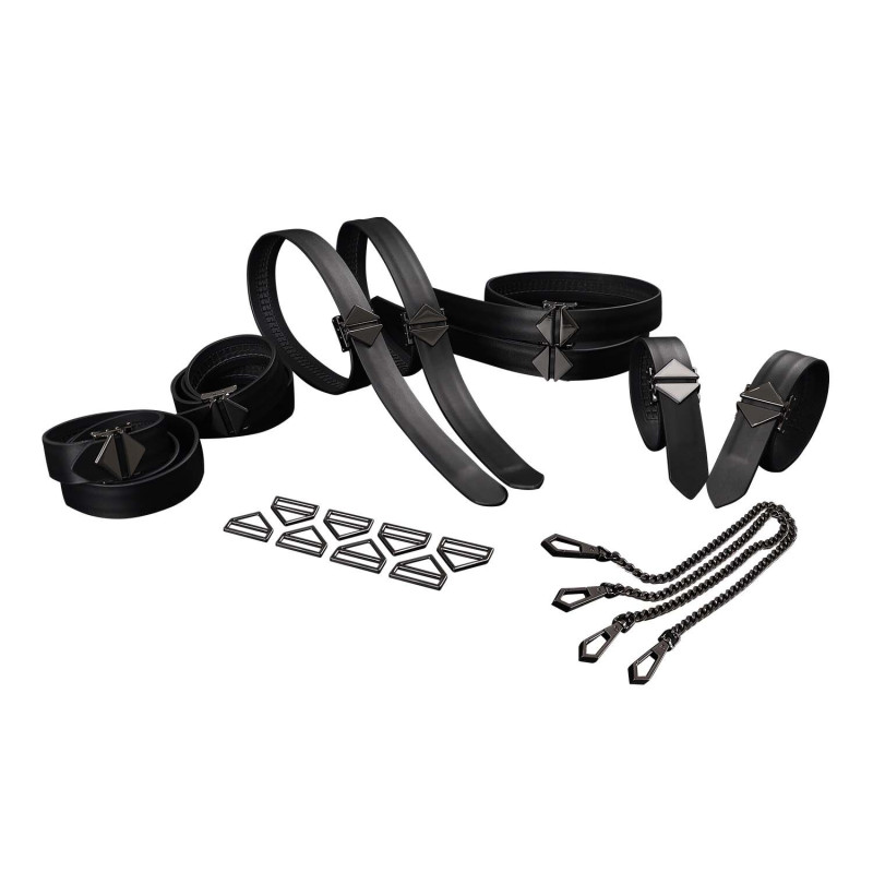 Набір з 8 ременів для зв'язування LOCKINK 8-Bondage-Straps Restraint Set - Black