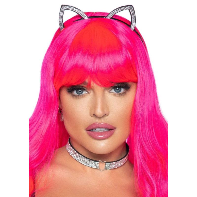 Набір кішечки Leg Avenue Cat ear headband and choker, чокер і вушка, прикрашені стразами