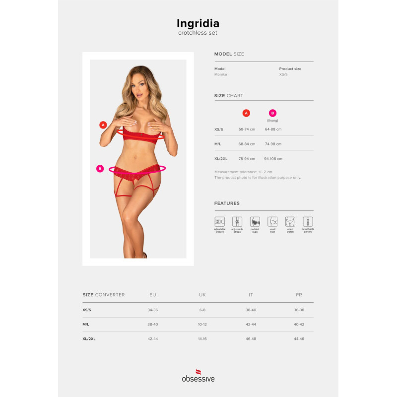 Комплект білизни Obsessive Ingridia M/L (сет з 2)