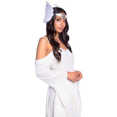 Пов'язка на голову з крилами Leg Avenue Feather headband White, пір'я та натуральна шкіра