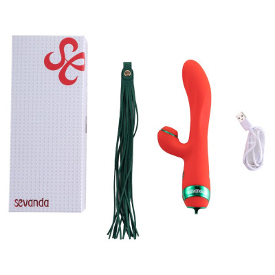 Вібратор-кролик із флогером LOCKINK SEVANDA Whip Vibrating Massage Wand - Red & Green