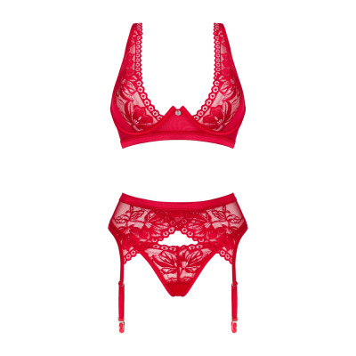 Комплект білизни Obsessive Lacelove cupless 3-pcs set XL/2XL
