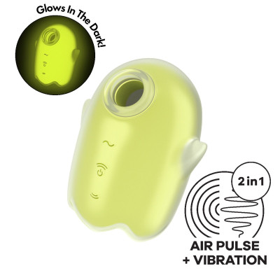 Вакуумний стимулятор із вібрацією Satisfyer Glowing Ghost Yellow Вакуумний стимулятор із вібрацією Satisfyer Glowing Ghost Yellow