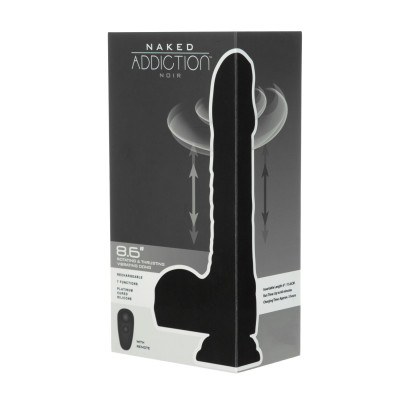 Фалоімітатор з ротацією та вібрацією Addiction - Naked Silicone Black з пультом