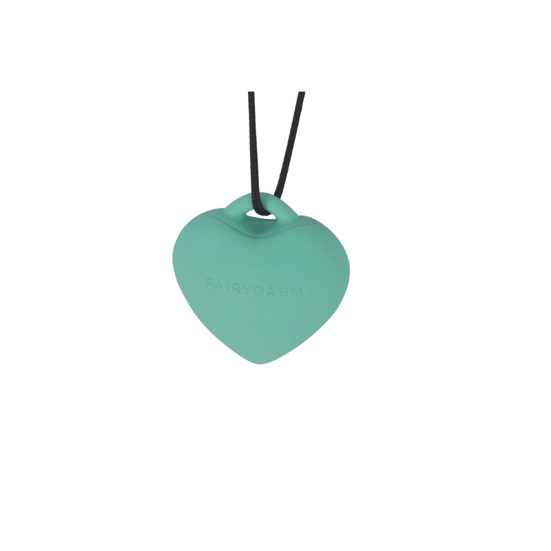 Міні-вібратор «Серце» FairyGasm PleasureStone green, 9 режимів, на шнурку