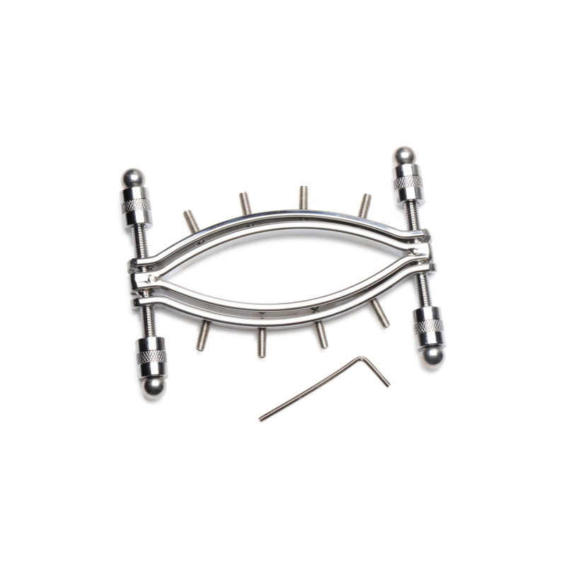 Затискач для статевих губ Master Series Spread'Em Poker Vagina Clamp with Adjustable Pressure Screws