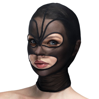 Маска серце сітка з відкритим ротом та очима Feral Feelings - Hearts Mask Black/Black Маска серце сітка з відкритим ротом та очима Feral Feelings - Hearts Mask Black/Black