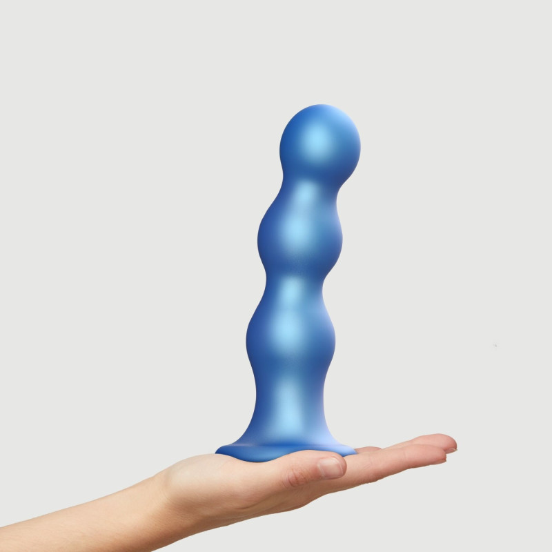 Насадка для страпону Strap-On-Me Dildo Plug Balls Blue Metallic XXL
