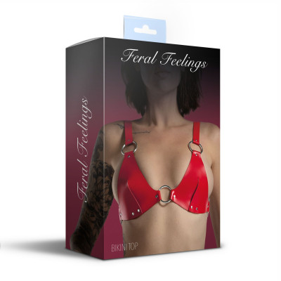 Ліф із натуральної шкіри Feral Feelings - Bikini Top Red
