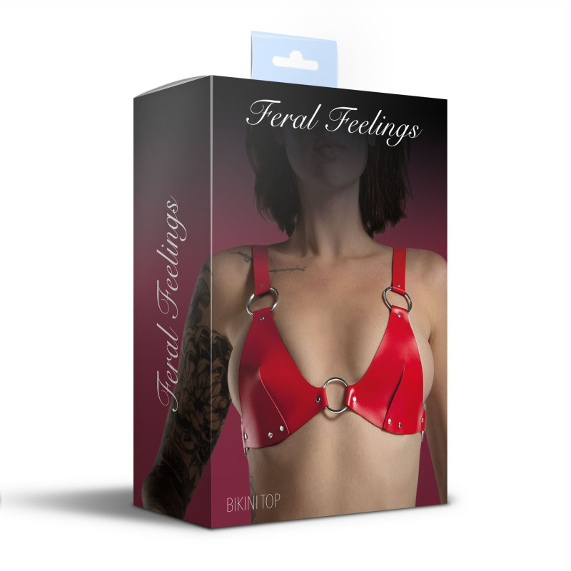Ліф із натуральної шкіри Feral Feelings - Bikini Top Red