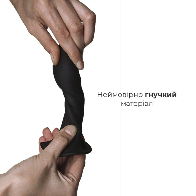 Ділдо з присоскою Adrien Lastic Hitsens 5 Black, відмінно для страпона, діаметр 2,4см, довжина 13см