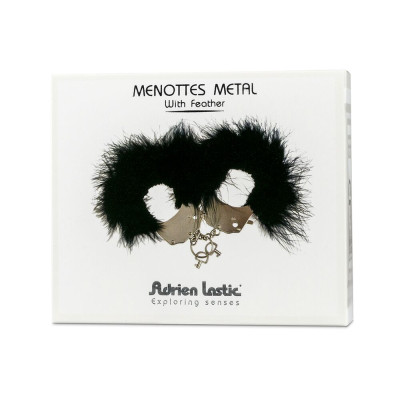 Наручники металеві Adrien Lastic Handcuffs Black з чорної пухнастою обробкою