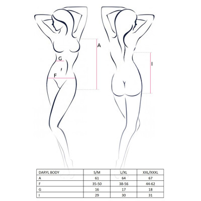 Еротичне боді з дуже глибоким декольте DARYL BODY black XXL/XXXL - Passion