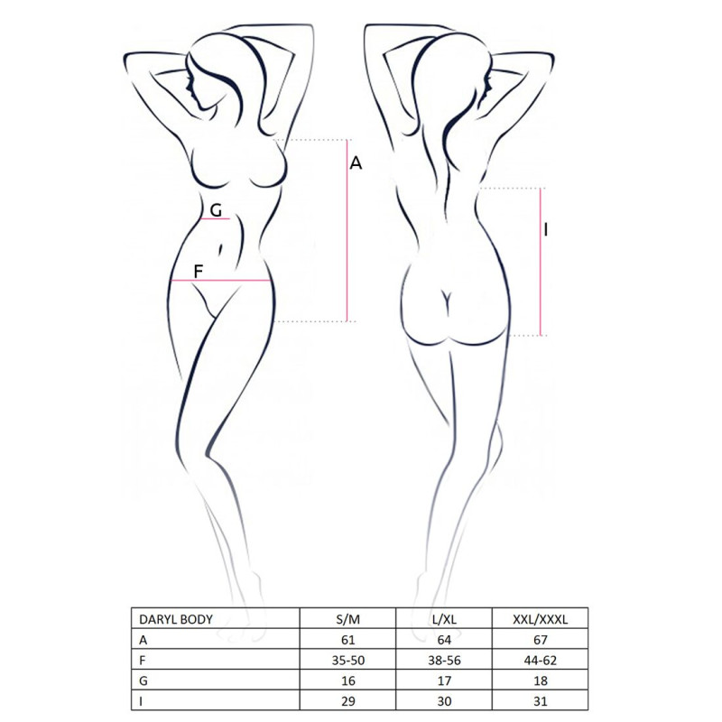 Еротичне боді з дуже глибоким декольте DARYL BODY black XXL/XXXL - Passion