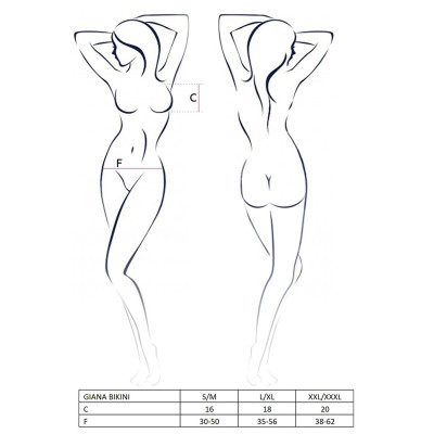 Комплект білизни GIANA BIKINI black XXL/XXXL - Passion: напівпрозорі ліф і трусики з бантиками